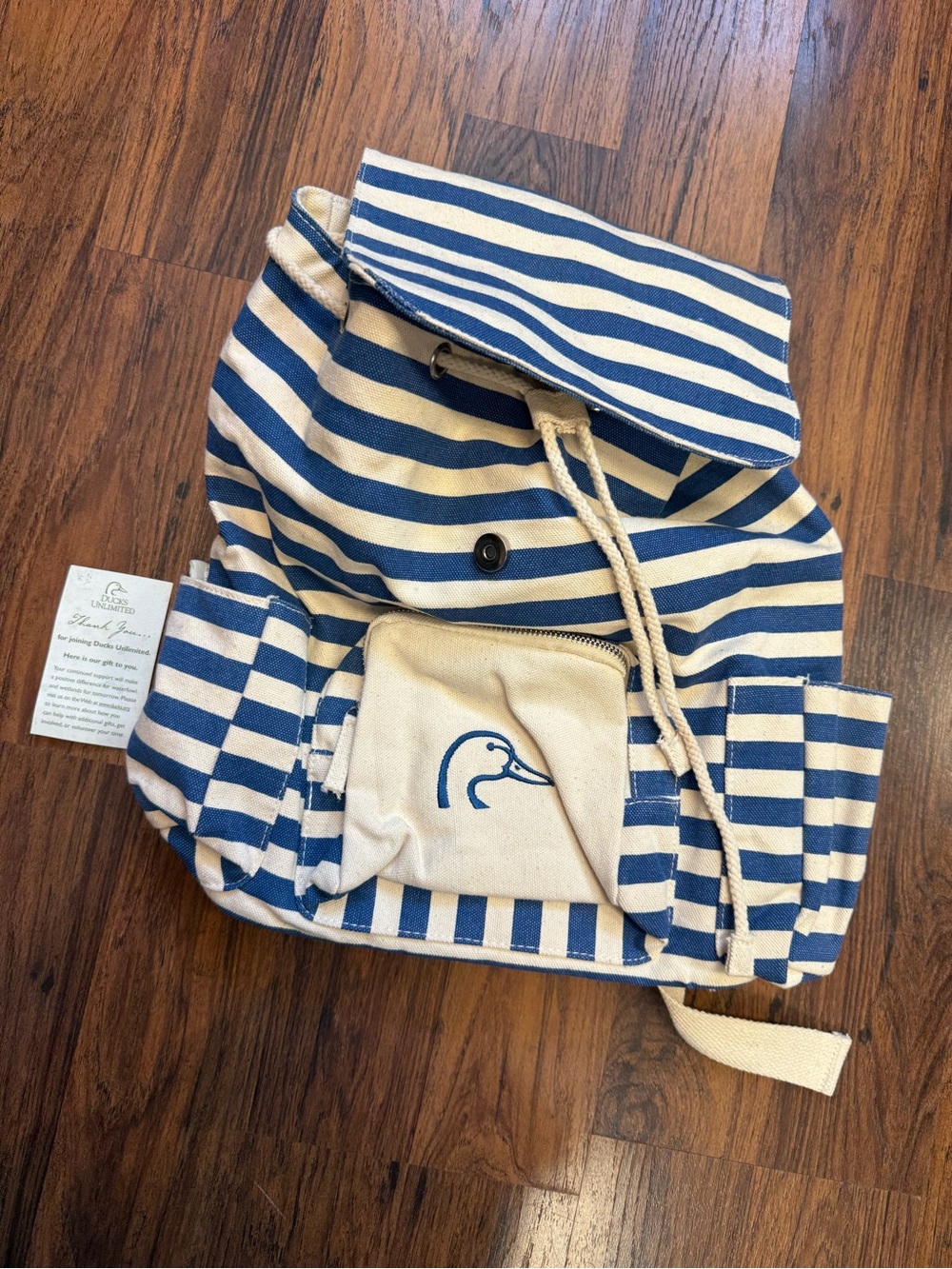 Canvas Striped Blue and Cream Backpack